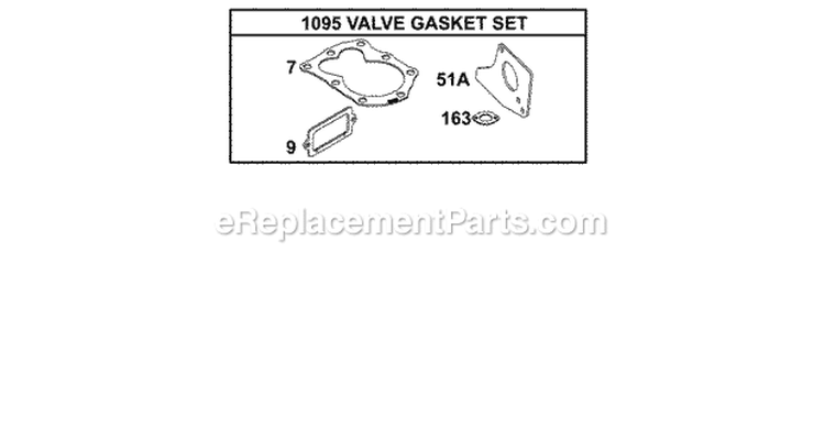 KitsGasket Sets - Valve Diagram and Parts List for  Briggs and Stratton Engine